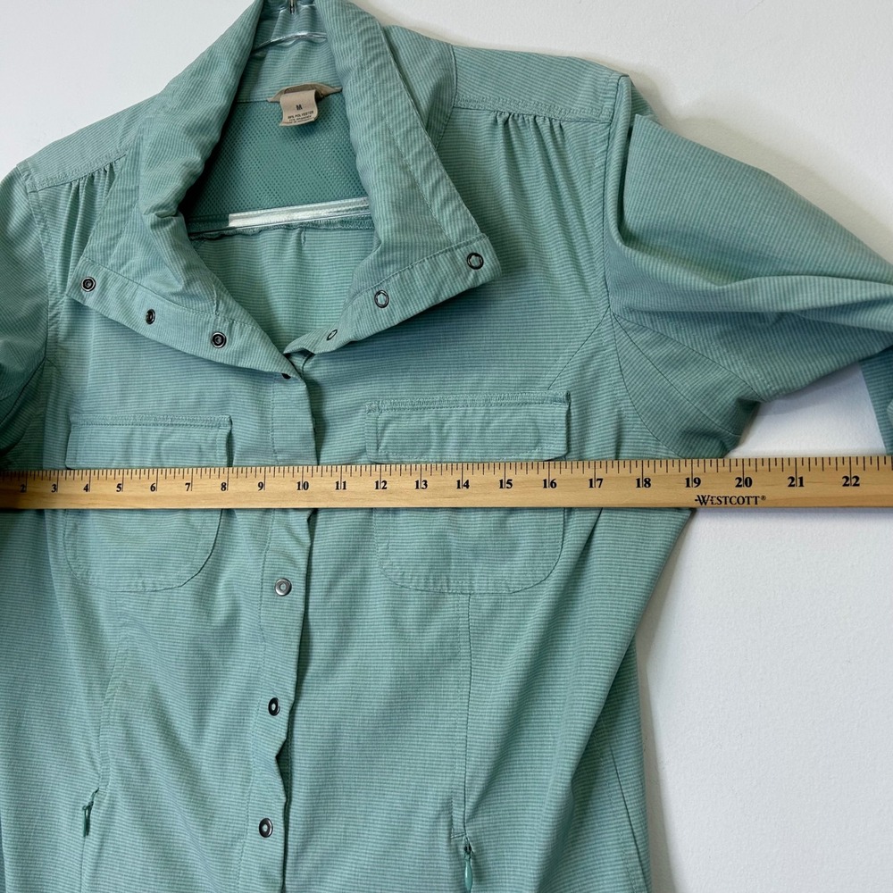 Duluth Trading Sol Survivor Sun Protection Shirt Women's Medium Teal UPF Snap - Picture 5 of 9